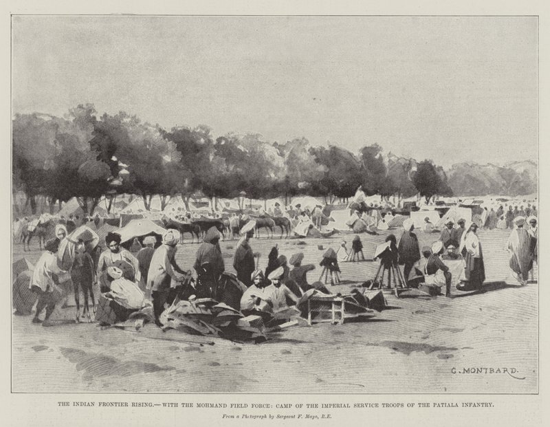 Soulèvement de la Frontière Indienne, avec la Force de Campagne Mohmand, Camp des Troupes de Service Impérial de l