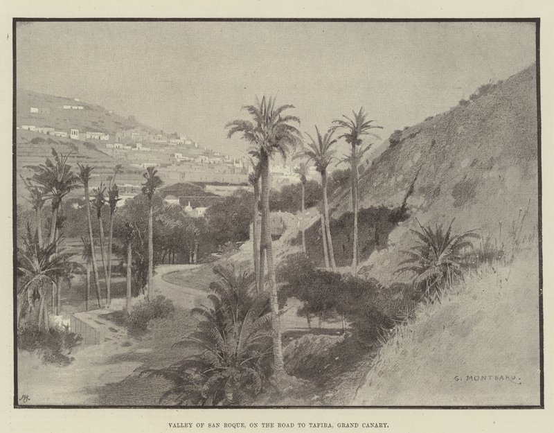 Vallée de San Roque, sur la route de Tafira, Grande Canarie - Charles Auguste Loye