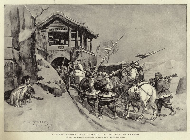 Troupes chinoises près de Laichow en route pour Chefoo - Charles Edwin Fripp