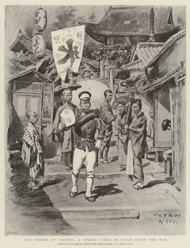 Les douceurs de la victoire, une scène de rue au Japon après la guerre - Charles Edwin Fripp