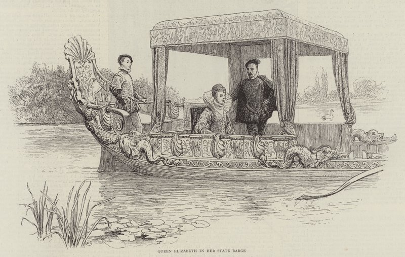 La reine Elizabeth dans sa barge d