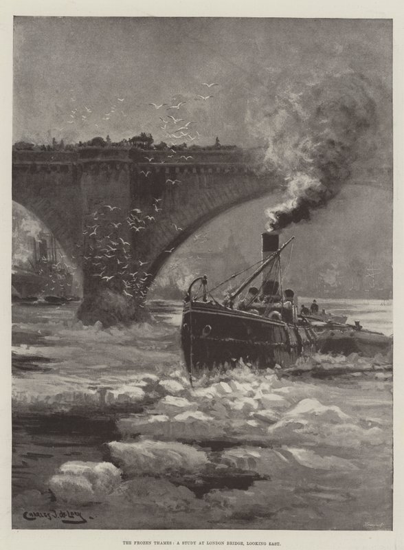 La Tamise Gelée, une Étude au Pont de Londres, regardant vers l