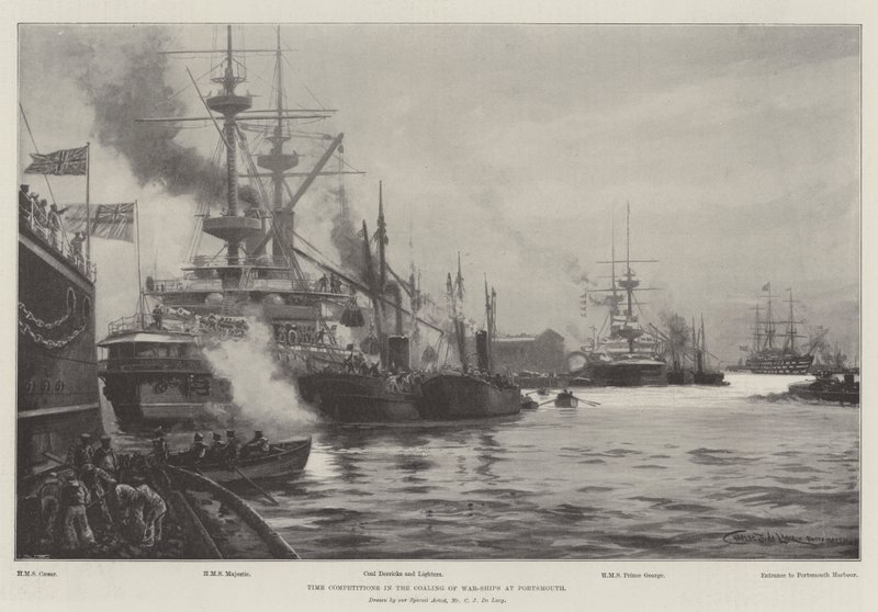 Compétitions de temps dans le charbonnage des navires de guerre à Portsmouth - Charles John de Lacy
