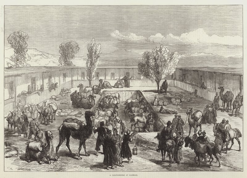 Un caravansérail à Kashgar - Sir John Charles Robinson