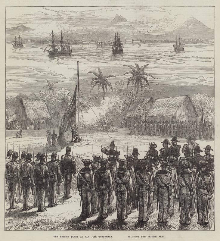 La flotte britannique à San Jose, Guatemala, saluant le drapeau britannique - Sir John Charles Robinson