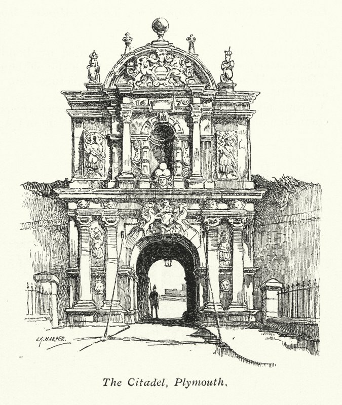 La Citadelle, Plymouth (lithographie) - Charles George Harper