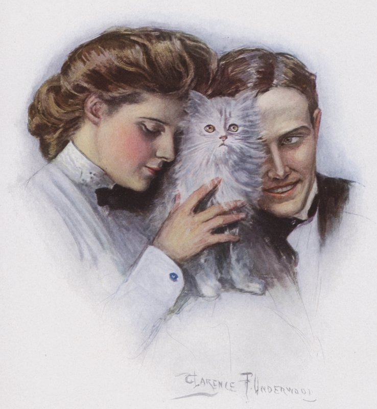 Couple avec un chat - Clarence F. Underwood