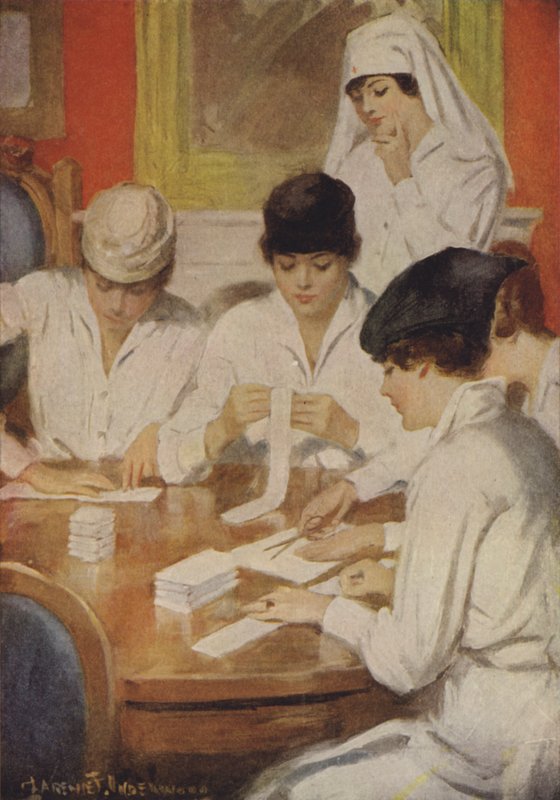 Préparation de compresses pour la Croix-Rouge - Clarence F. Underwood