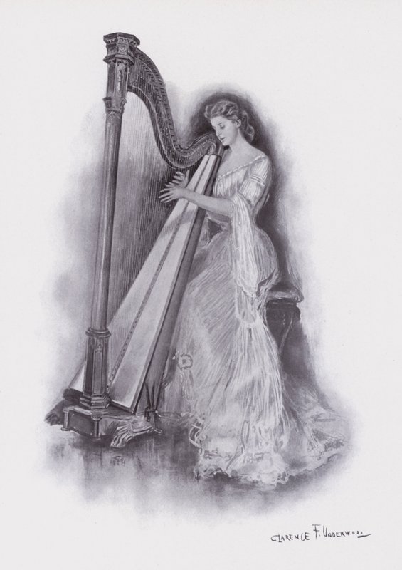 Femme jouant de la harpe - Clarence F. Underwood