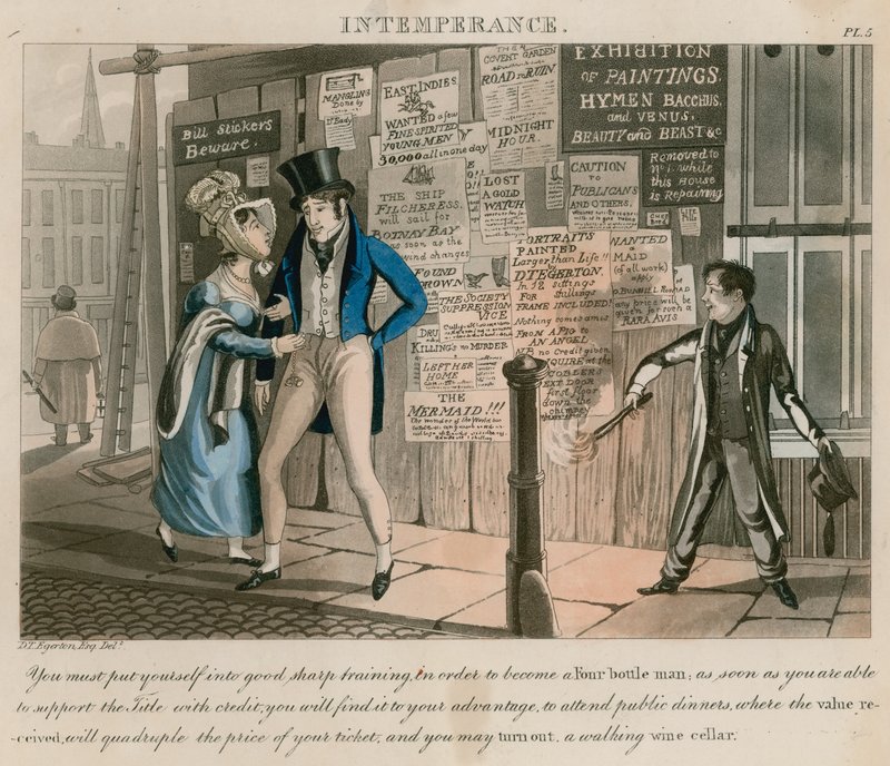 Intempérance; caricature publiée en 1828 - Daniel Thomas Egerton