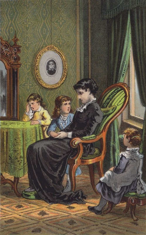 La Mère et ses enfants (lithographie en couleur) - Danish School