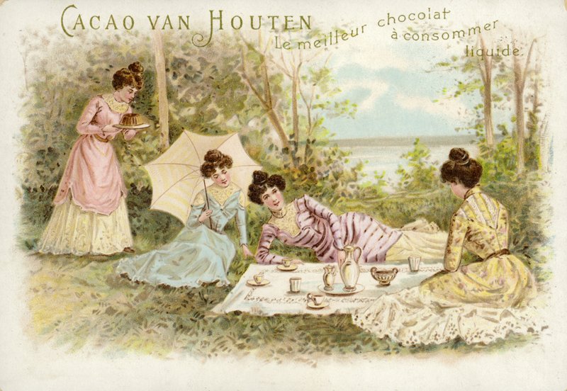 Femmes élégamment vêtues faisant un pique-nique - Dutch School