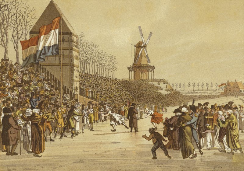 Courses de patinage féminin, Leeuwarden, Pays-Bas, 1805 - Dutch School