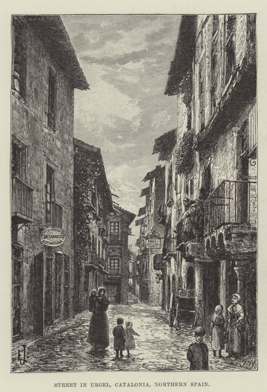 Rue à Urgel, Catalogne, Espagne du Nord - E. Jennings