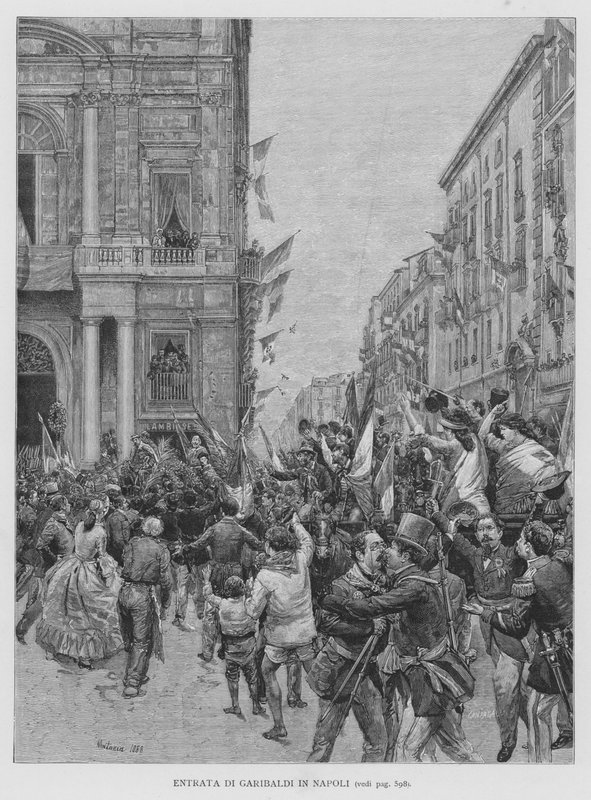 Entrée de Garibaldi à Naples (gravure) - Edouardo Matania