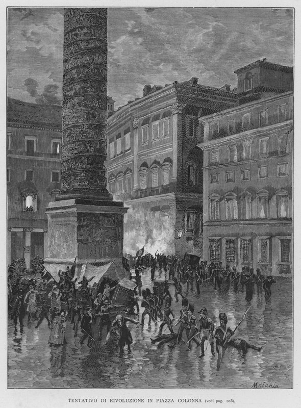 Tentative de révolution sur la Piazza Colonna - Edouardo Matania