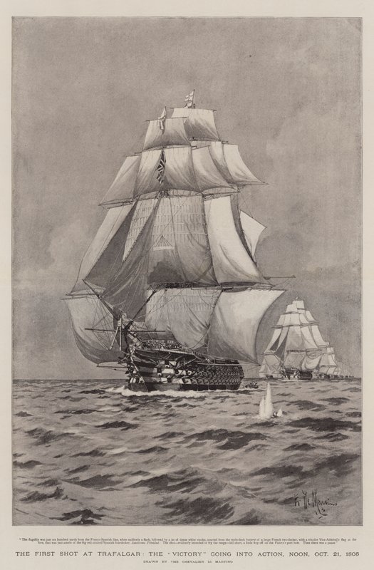 Le Premier Coup de feu à Trafalgar, la Victoire entrant en action, midi, 21 octobre 1805 - Eduardo de Martino