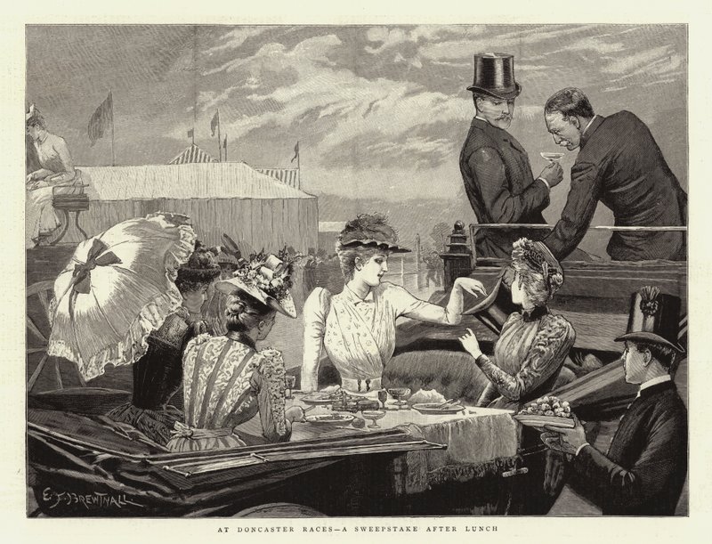 Aux courses de Doncaster, une loterie après le déjeuner - Edward Frederick Brewtnall