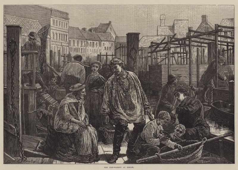 Le marché aux poissons à Berlin - Edward Frederick Brewtnall