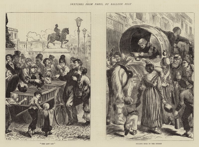 Croquis de Paris, par Poste en Ballon - Edward John Gregory