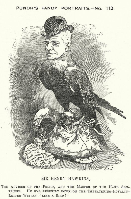 Caricature de Punch : Sir Henry Hawkins - Edward Linley (after) Sambourne