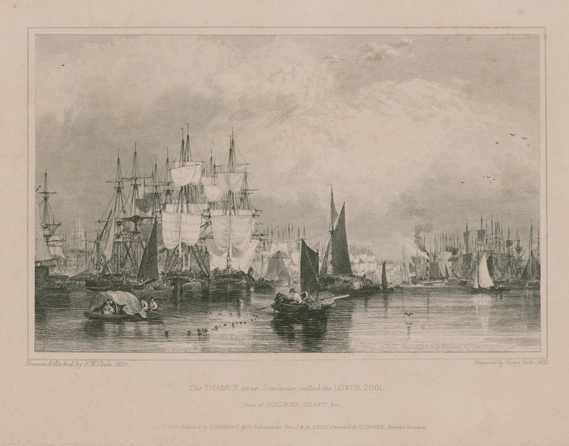 La Tamise près de Limehouse : Lower Pool - Edward William Cooke
