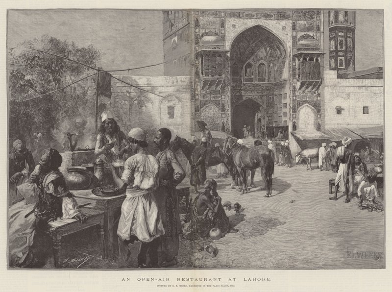Un restaurant en plein air à Lahore - Edwin Lord Weeks