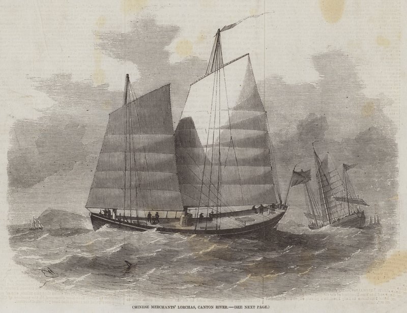 Lorchas des marchands chinois, rivière Canton - Edwin Weedon