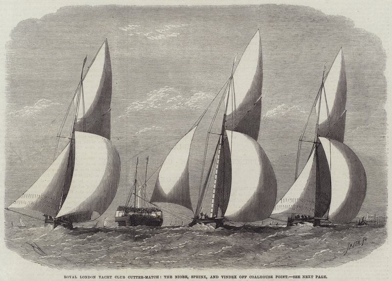 Course de coupeurs du Royal London Yacht Club, le Niobe, Sphinx et Vindex au large de Coalhouse Point - Edwin Weedon
