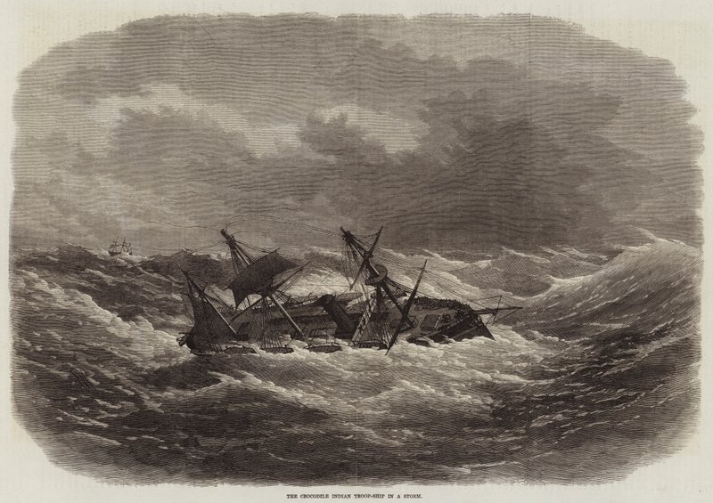Le navire de troupes indiennes Crocodile dans une tempête - Edwin Weedon