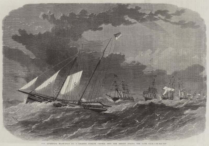 Le Pilote de Liverpool No 8, menant Douze Navires dans la Mersey pendant la Dernière Tempête - Edwin Weedon