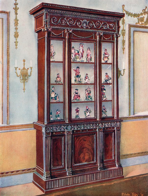 Vitrines en acajou sculpté - Influence Adam - Edwin John Foley