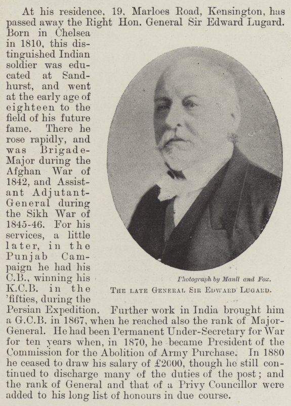 Feu le général Sir Edward Lugard - English Photographer