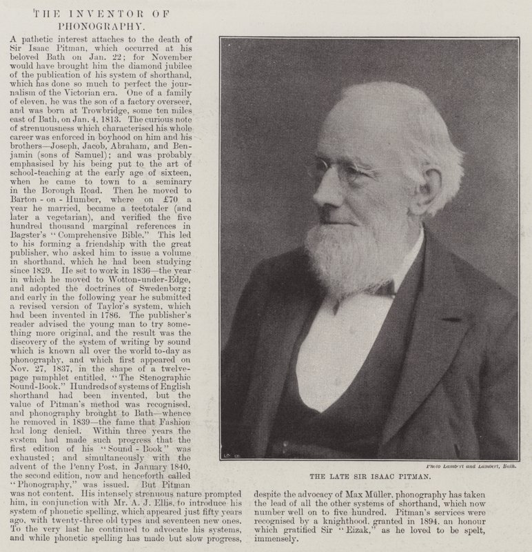 Feu Sir Isaac Pitman - English Photographer
