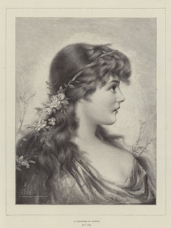 Une fille du printemps (gravure) - English School