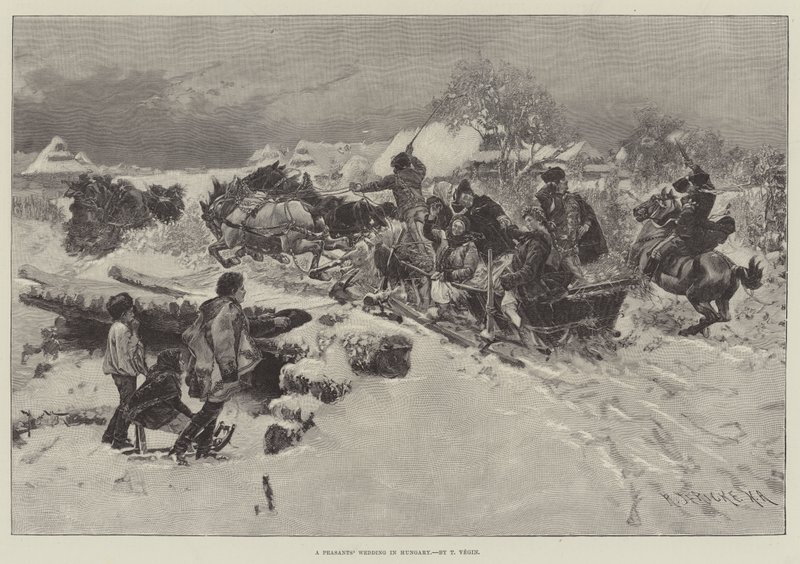 Un mariage paysan en Hongrie (gravure) - English School