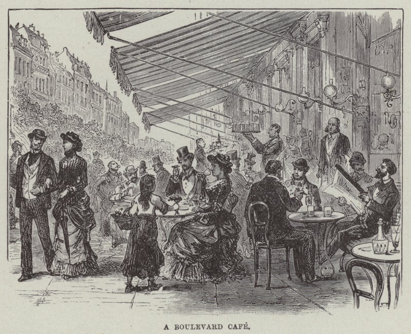 Un café boulevard (gravure) - English School