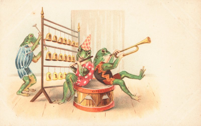 Un groupe de grenouilles musicales - English School