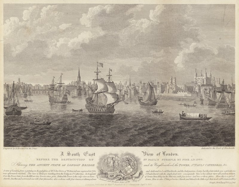 Vue sud-est de Londres (gravure) - English School