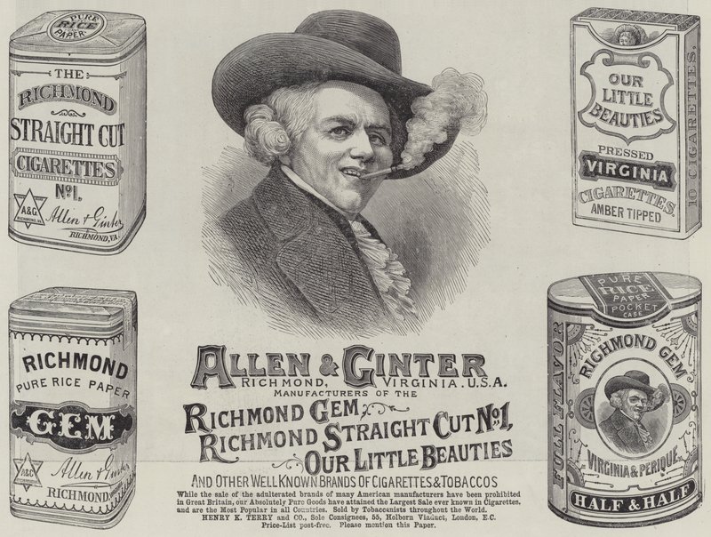 Publicité, Allen and Ginter (gravure) - English School