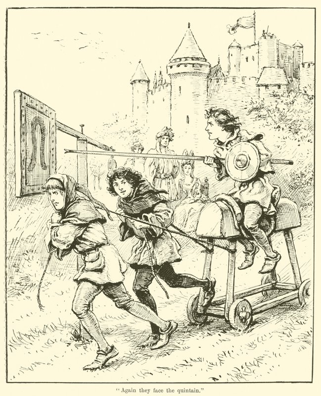 "Encore une fois, ils affrontent la quintaine" (gravure) - English School