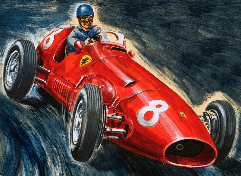 Alberto Ascari conduisant une Maserati - English School