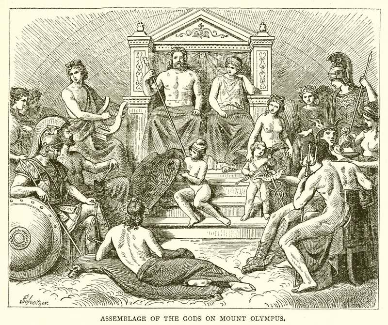 Assemblée des dieux sur le mont Olympe - English School