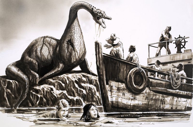 Attaque par un reptile préhistorique - English School
