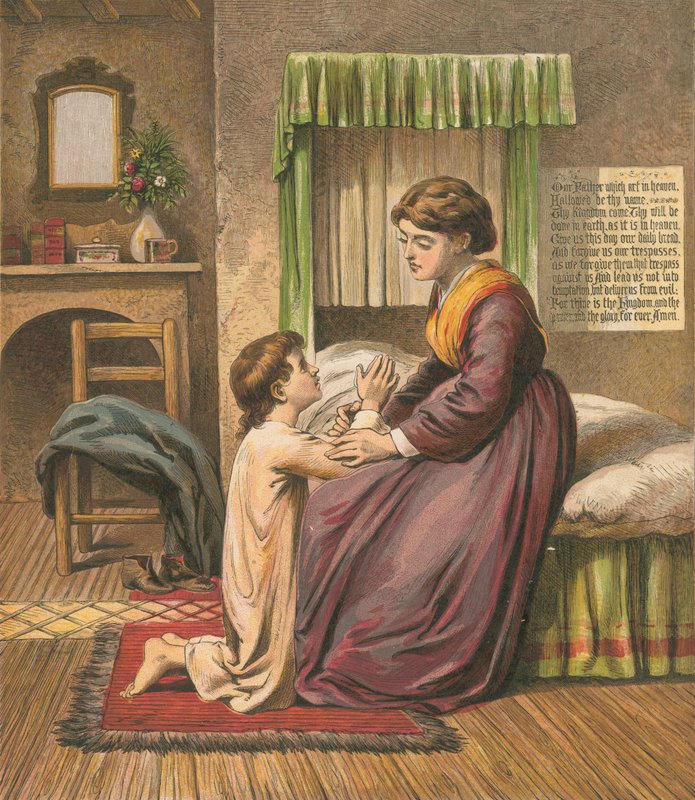 Garçon priant avec sa mère - English School