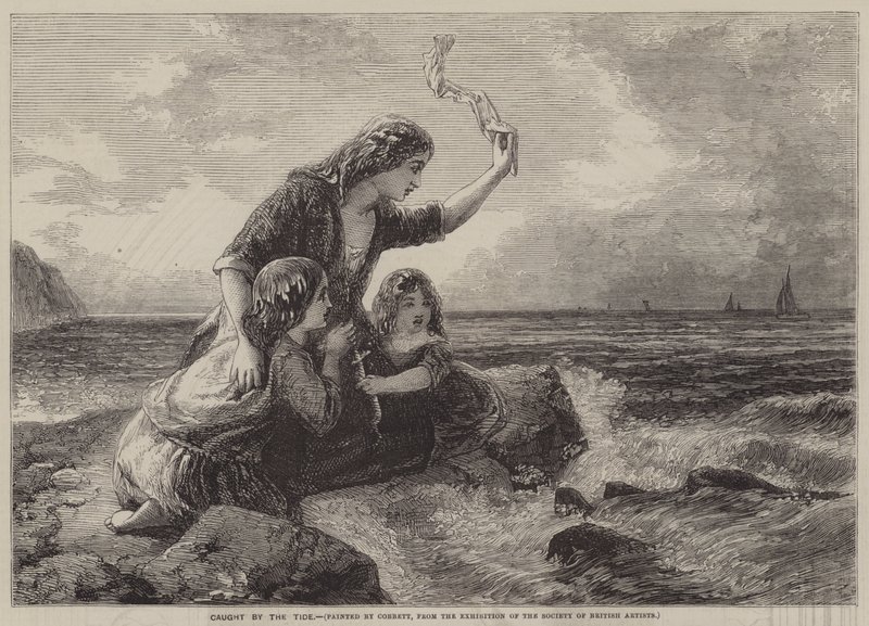 Pris par la marée (gravure) - English School