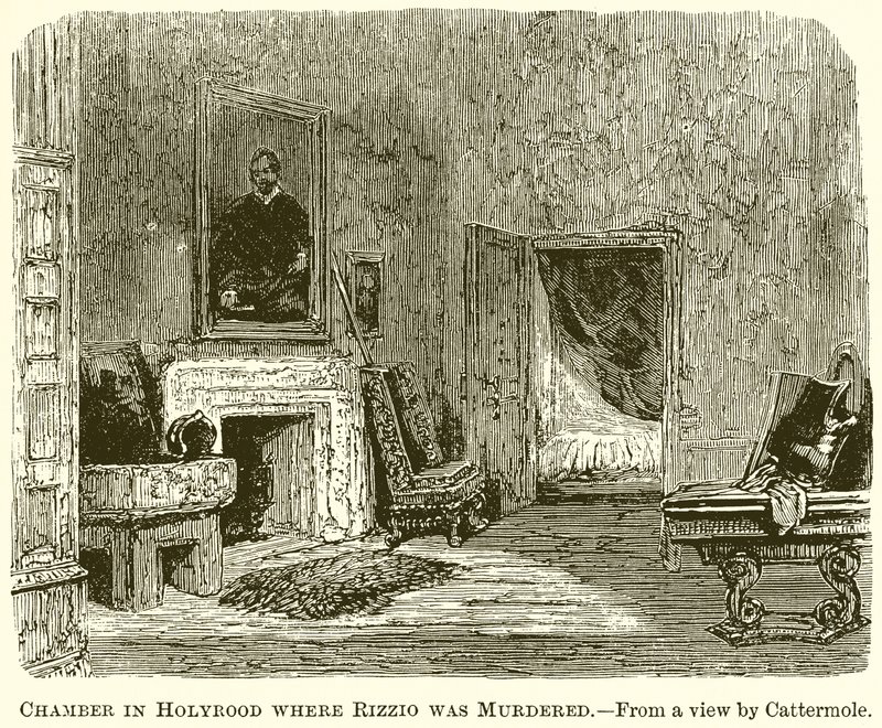 Chambre à Holyrood où Rizzio a été assassiné - English School