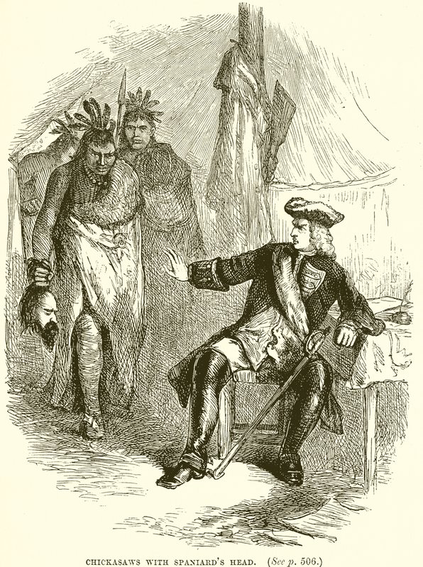 Chickasaws avec la tête des Espagnols - English School
