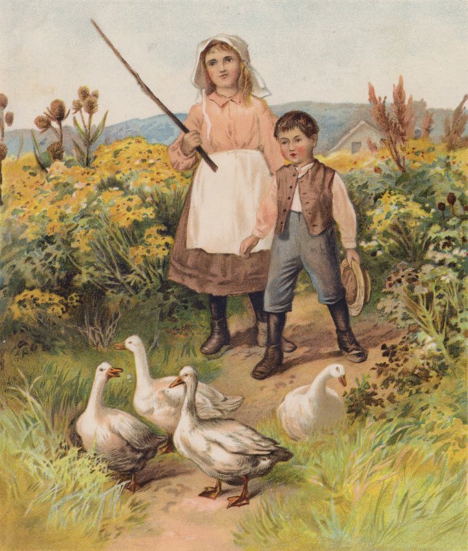 Enfants avec des oies - English School