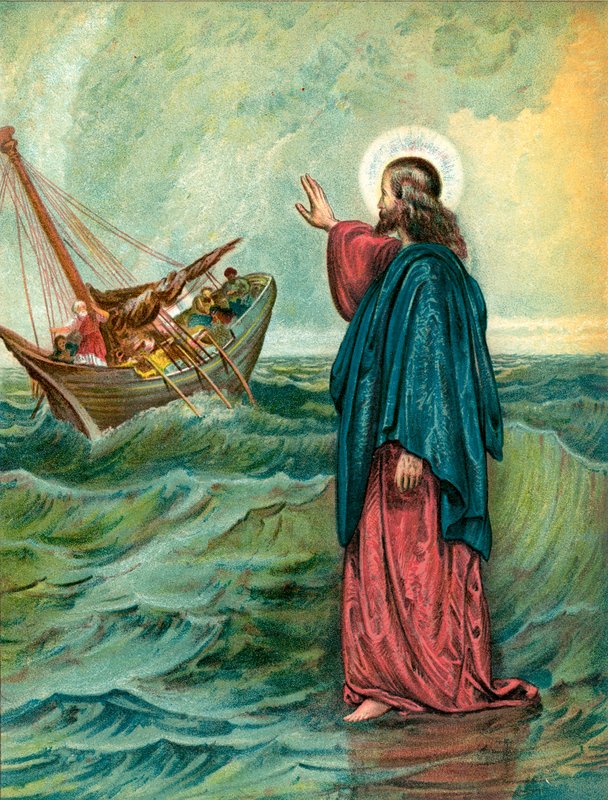 Christ marchant sur la mer - English School
